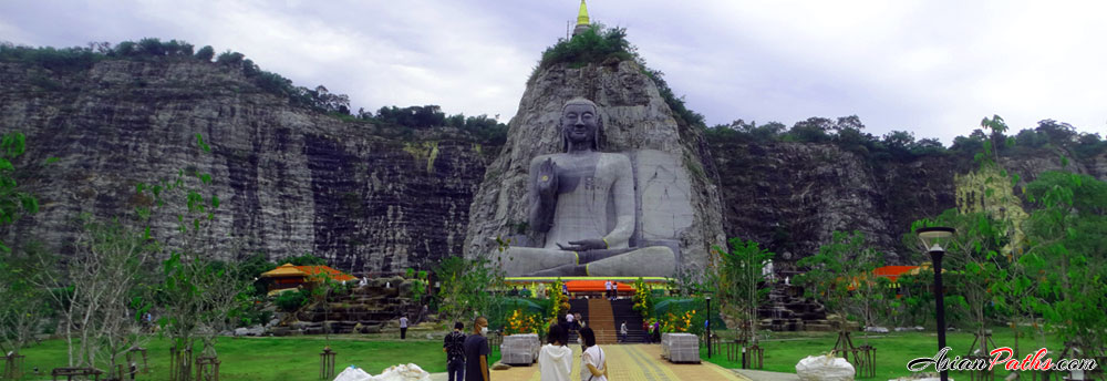 Giant Buddha Carved | Wat Khao Tham Thiam | 84 Meter Tall Stone Buddha
