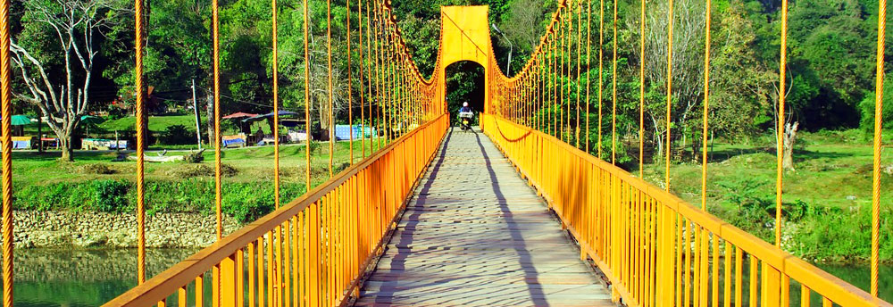Suspension Bridge | Cross Nam Song River | Tham Chang Cave | Vang Vieng