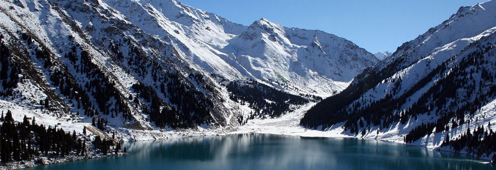 The Tian Shan mountain range in Kazakhstan, Kyrgyzstan, Uzbekistan, and Xinjiang, China